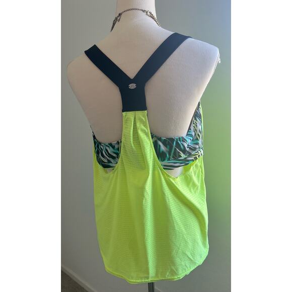 ZeroXposur Mesh Racerback Tankini Builtin Bra Black/Yellow/Teal UPF 30+Sun 0X - Picture 4 of 11